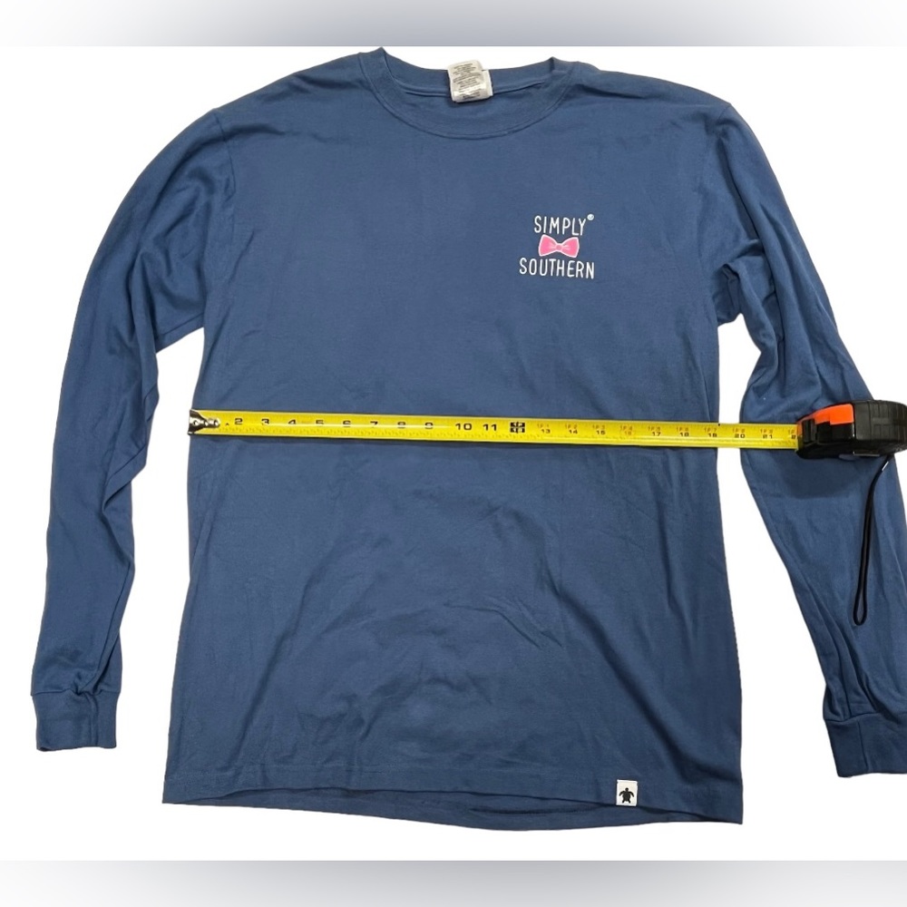 Simply southern size medium blue long sleeve shirt with dog and phrase on back. - Picture 2 of 8